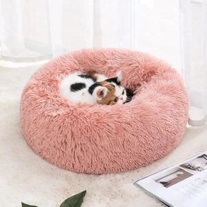 М'який круглий лежак SV для собак, кішок та котів 40 см Рожевий (sv26011)