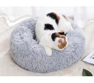 М'який круглий лежак SV для собак, кішок та котів 40 см Сірий (sv2601), Сірий