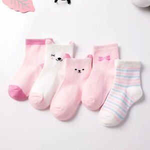 Набір дитячих шкарпеток SV з принтом для хлопчиків та дівчаток 5 пар XS (0-1 рік) Рожевий (sv3343), 0-1 рік