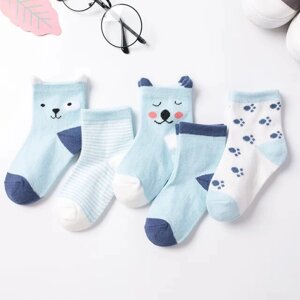 Набір дитячих шкарпеток SV з принтом для хлопчиків та дівчаток 5 пар XS (0-1 рік) Синій (sv3345), 0-1 рік