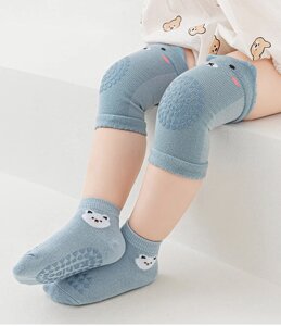 Набір наколінників та шкарпеток дитячих для повзання малюків антиковзаючих з протектором M 12-14cm 1-2 роки Синій