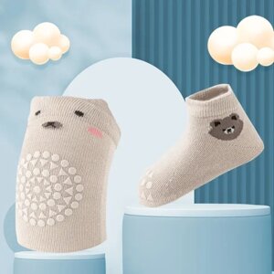 Набір наколінників та шкарпеток дитячих для повзання малюків антиковзаючих з протектором S 9-12cm 0-1рік Хакі (sv3351),