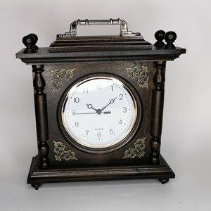 Настільний дерев'яний годинник SV ручної роботи 32х28х10 см Білий циферблат