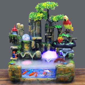 Настільний декоративний фонтан/водоспад/зволожувач повітря Lucky Tree з підсвічуванням, акваріумом та генератором пари