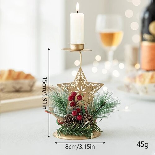 Свічник SV у різдвяному стилі на одну свічку 15*8 см Золотистий (sv3176)