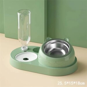 Посуд для котів та собак SV 2в1 автоматична напувалка з тарілкою Зелений (sv3730)