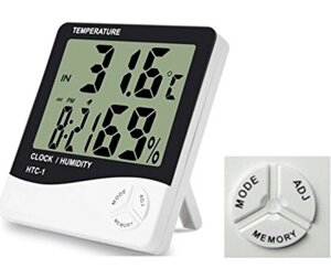 Термогігрометр Generic HTC-1 годинник будильник метеостанція 10х10х1.5 см