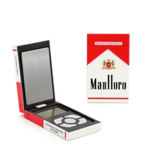 Ваги електронні ювелірні Pocket Scale у стилі Marlboro, кишенькові портативні міні ваги 120x65x20 mm, 500*0.1