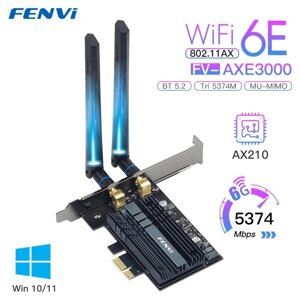 Wi-Fi адаптер FENVI Intel AX210 PCI-e 2.4Gbps 802.11ax Bluetooth 5.0 , Чорний