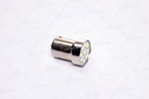 Лампочка 1-но конт. груша біла LED SMD 12V 9-діодів P21W BA15s (Tempest)