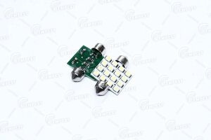 Лампочка 2-ох цокольна LED T11_C5W SMD біла 16-діоди 12V (Tempest)