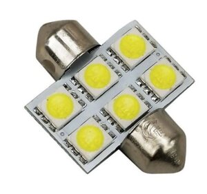 Лампочка 2-ох цокольна LED T11_C5W SMD біла 6-діоди 12V-5Вт (Tempest)