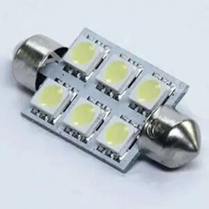 Лампочка 2-ох цокольна LED T11_C5W SMD біла 6-діоди 12V (Tempest)