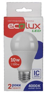 Світлодіодна LED лампочка EcoLux 10W E27 4000K