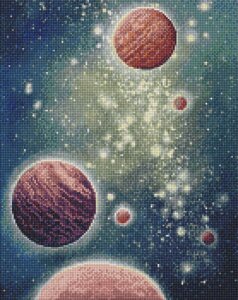 Алмазна мозаїка ТМ Ідейка Рух планет з голограмними стразами (AB) 40х50 см