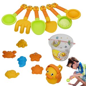 Іграшки для пісочниці 14 предметів, великий набір: лопатка, лійка, пасочки, ведмедик