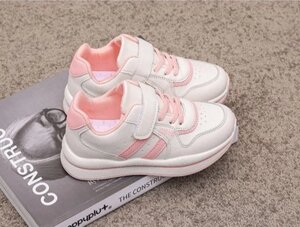 Дитячі кросівки для дівчинки білі з розовим розмір 26-35