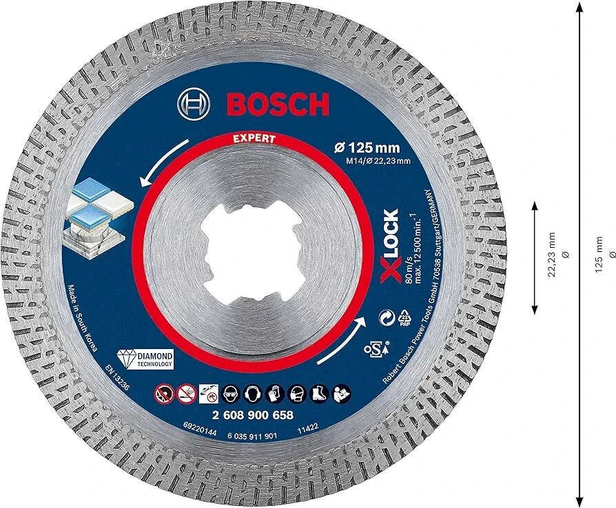 Алмазні відрізні диски Bosch Professional 1x Expert HardCeramic X-LOCK (для твердої плитки)Ø 125 мм, від компанії Артур Захаров - фото 1