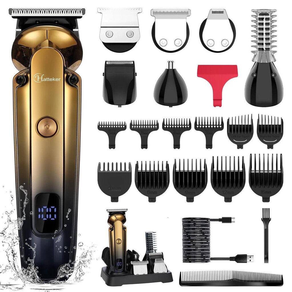 Машинка для стриження волосся Hatteker Professional Mans 6 In 1 Hair Trimmer Barber Electric Hair Cutter Cordless від компанії Артур Захаров - фото 1