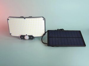 Вуличний акумуляторний 234 LED світильник із датчиком руху та сонячною панеллю ліхтар Водонепроникний