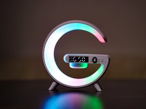 Настільна лампа з колонкою smart light, Портативна колонка світильник із бездротовою зарядкою