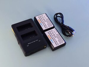 Зарядний пристрій і 2 акумулятори 1800 мА·год Shentec LCD Display Dual Slot Charger для камер LP-E10