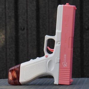 Водяний пістолет електричний на акумуляторі Water Gun Glock з 2 обойми для води, рожевий