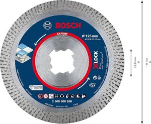 Алмазні відрізні диски Bosch Professional 1x Expert HardCeramic X-LOCK (для твердої плитки)Ø 125 мм,