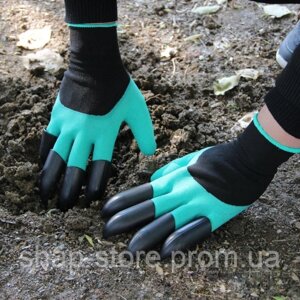 Рукавичка з кігтями для саду, рукавички робочі гумові, рукавички-граблі