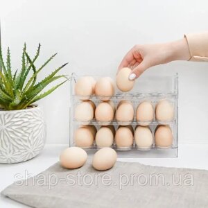 Прозорий контейнер для яєць на 30 шт., 3-ярусний лоток-органайзер на 30 яєць для холодильника