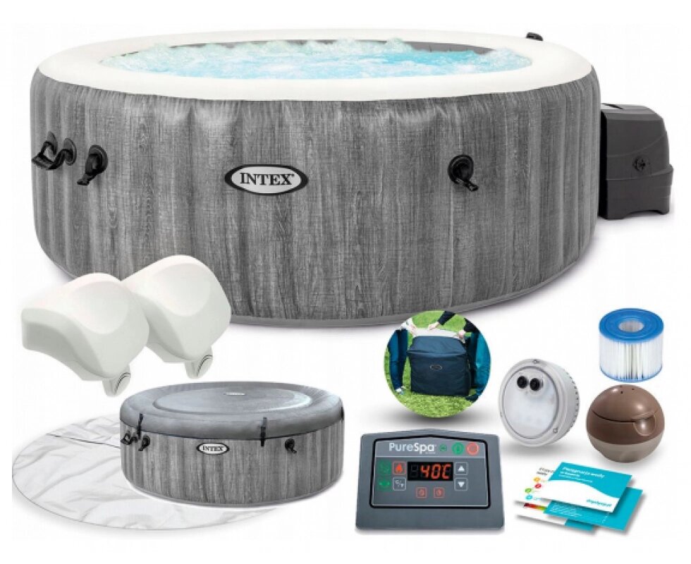 Надувний Домашній Джакузі Аеромасаж До 4 Людина, Сірий Колір, Діаметр 196 см, Висота 71 см від компанії Кілометр - фото 1