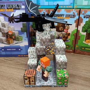 Конструктор На Магнитах В Стиле Minecraft – Дом Из Кирпича И Камня С Курочкой, 55 Деталей