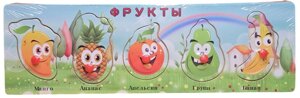 Дитячий Розвиваючий Пазл Дерев'яний Вкладиш з Різними фруктами, розміри 30*9*1 см