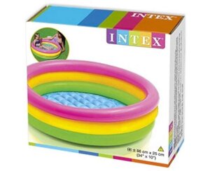 Надувний Дитячий Басейн Intex Круглі Форми, Забарвлення Веселка Діаметр 86 см, Висота 25 см