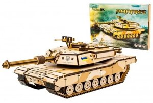 Дерев'яний 3D Конструктор Бойовий Танк Abrams – Легендарна Військова Машина, 187 деталей