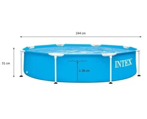 Каркасний Басейн Intex Круглої Форми Для Дому, Діаметр 244 см, Висота 51 см, Об'єм 1828 л