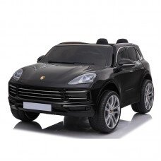 Дитячий електромобіль Джип Porsche Cayenne S Чорного кольору зі шкіряними сидіннями YJ7192C