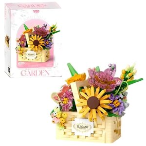 Дитячий блочний конструктор у вигляді різних кольорів у кошику Boutique Flowers на 1263 деталей