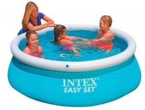 Домашній надувний басейн Intex синього кольору діаметр 183 см, висота 56 см, об'єм 900 л
