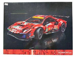 Дитячий конструктор спортивна машина Ferrari 488 червоного кольору на 1677 деталей