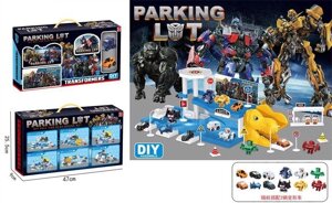 Дитячий Ігровий Набір Парковка З Різнокольоровими Машинками-Трансформерами та Аксесуарами 12 Шт.