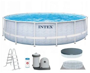Білий каркасний басейн круглої форми Intex діаметр 488 см. висота 122 см. об'єм 19156 л || FavGoods
