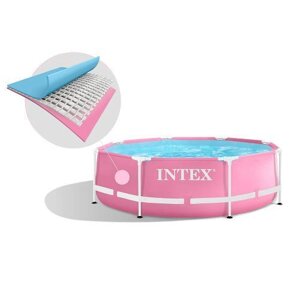 Каркасний басейн круглої форми рожевого кольору Intex діаметр 244 см. висота 76 см || FavGoods