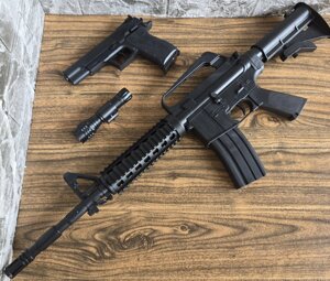 Дитячий ігровий набір Пістолет Colt та Автомат M4 з ліхтариком для 6 мм куль || FavGoods