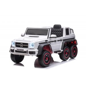 Дитячий шестиколісний електромобіль Mercedes AMG G63 білого кольору G63ABLK