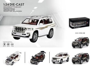 Дитяча Іграшкова Металева Машина Toyota Prado Білого Колір З Звуком І Світлом, М 1:24