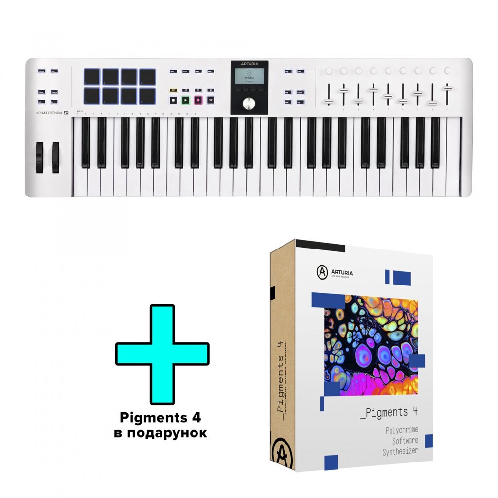 MIDI-клавіатура Arturia KeyLab Essential 49 mk3 (White) + Arturia Pigments від компанії Pro Audio - фото 1