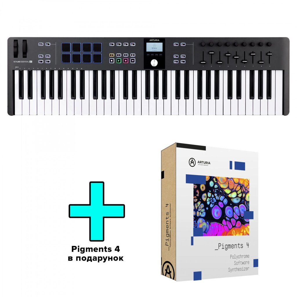 MIDI-клавіатура Arturia KeyLab Essential 61 mk3 (Black) + Arturia Pigments від компанії Pro Audio - фото 1