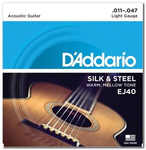 Струни для акустичної гітари D`ADDARIO EJ40 SILK & STEEL FOLK 11-47