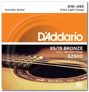 Струни для акустичної гітари D`ADDARIO EZ900 BRONZE EXTRA LIGHT 10-50